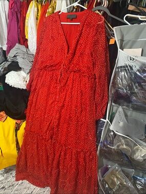 Sunday in Brooklyn Red Polka Dot Tiered Maxi Dress